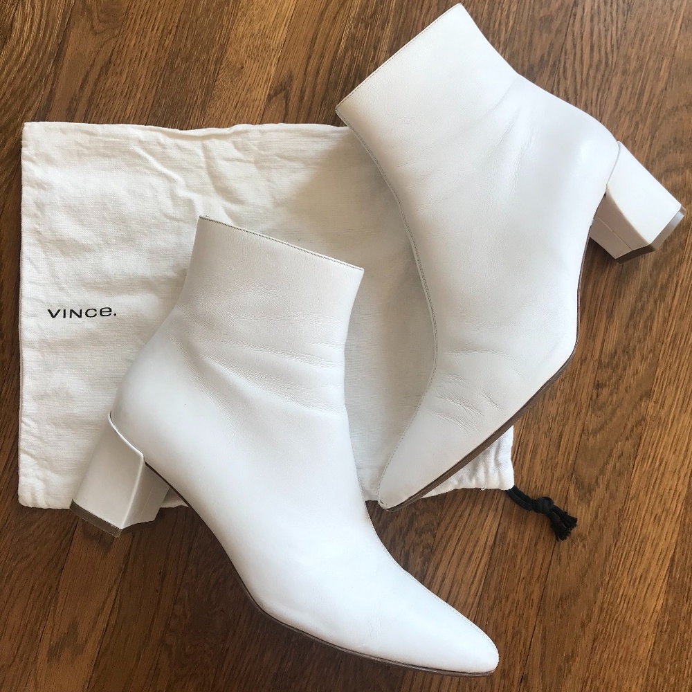 Vince Lanica white leather zip up boots 9